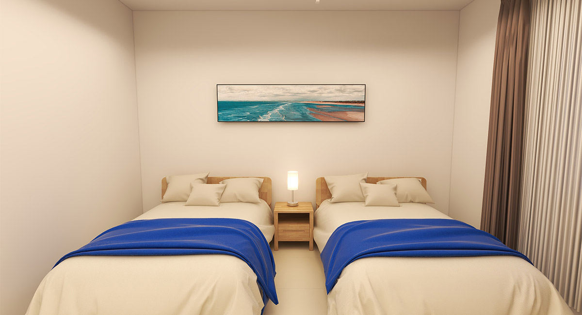 Two Bedroom Apartment with a Queen bed and Two Twin Beds